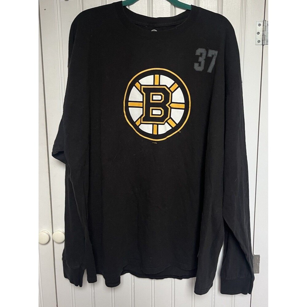 Boston Bruins Men 3XL T-Shirt #37 Bergeron Long Sleeve Crew Neck NHL Authentic
